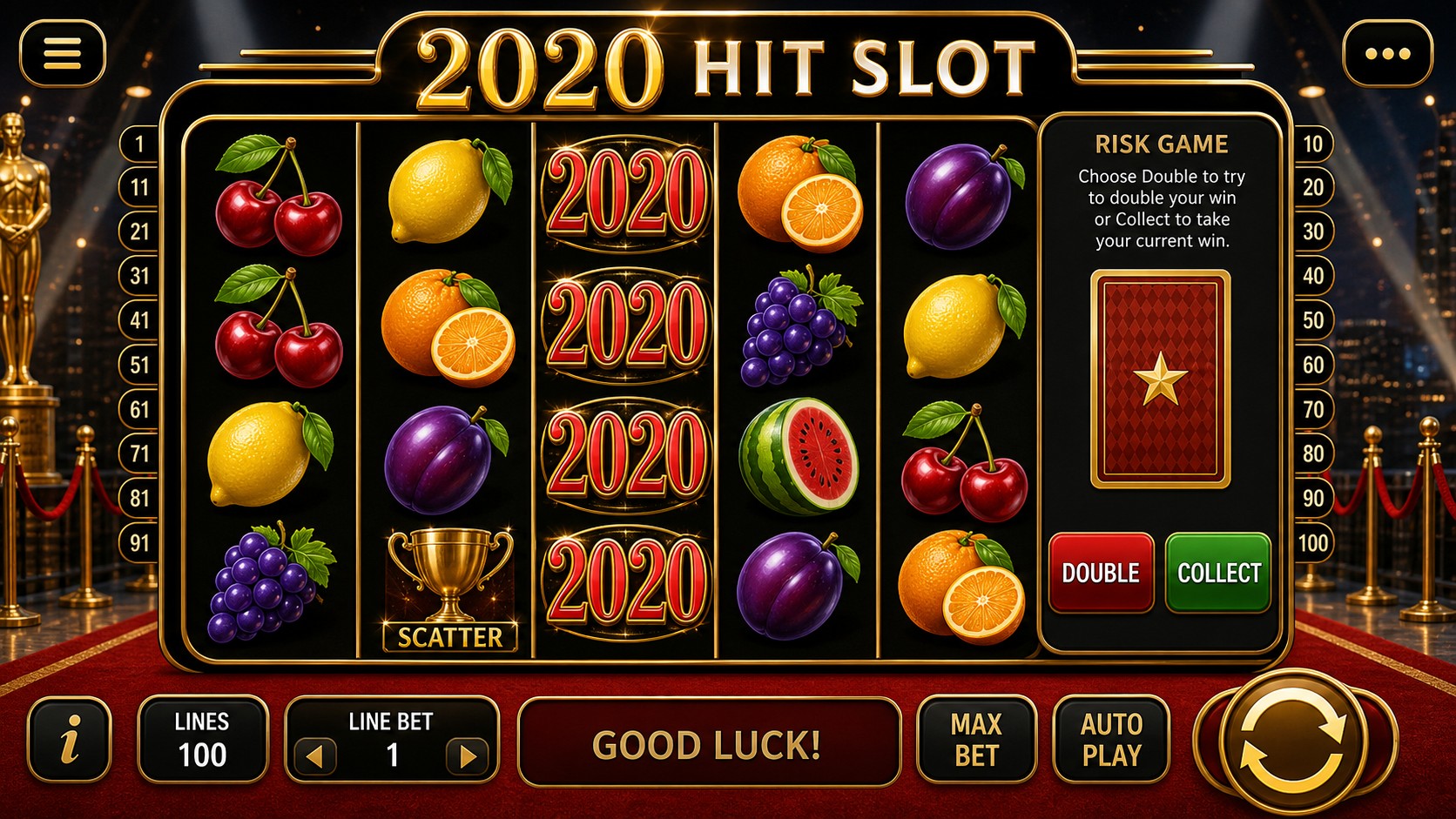 2020 Hit Slot Review: One Hundred Lines Behind a Red-Carpet Fruit Machine